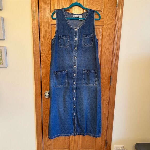 Faded Glory Women's XL 16-18 Blue Denim Maxi Dress Sleeveless Vintage - Picture 1 of 5